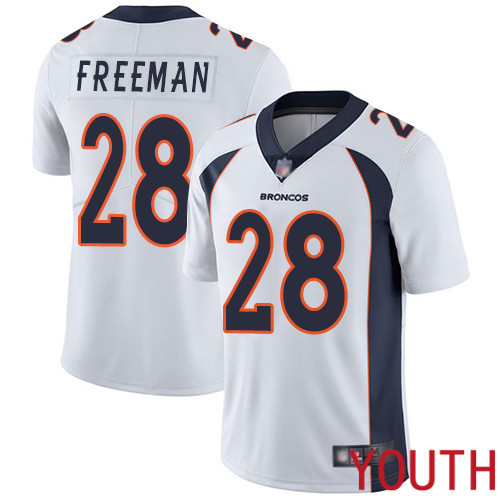 Youth Denver Broncos 28 Royce Freeman White Vapor Untouchable Limited Player Football NFL Jersey